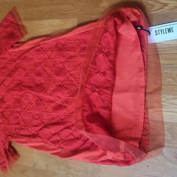 Embroidered Patch-work Dress- Burnt orange - Picture 4 of 7